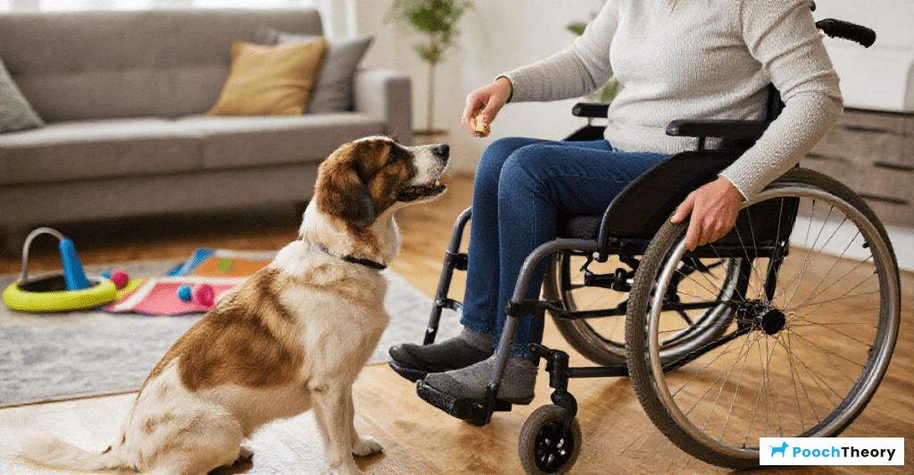 Dog training tips for people with disabilities at home, showcasing inclusivity and engagement.