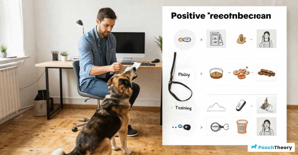 A positive reinforcement training setup for busy professionals and their dogs.